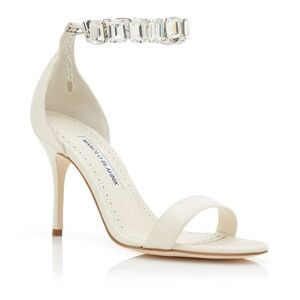 Manolo Blahnik 90 crystal moire sandals